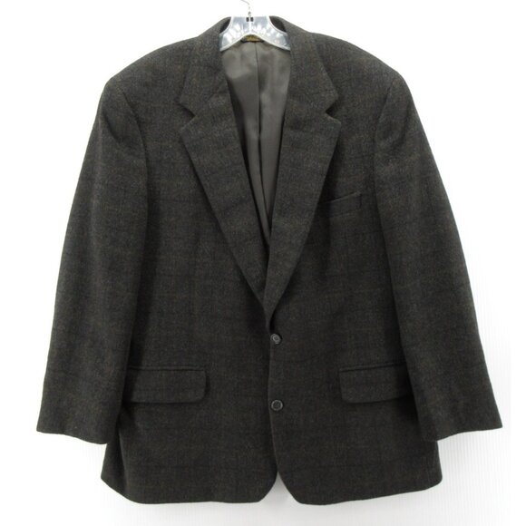 VINTAGE Brooks Brothers Sport Coat 44 Blazer Camel Hair Windownpane * - Picture 1 of 15